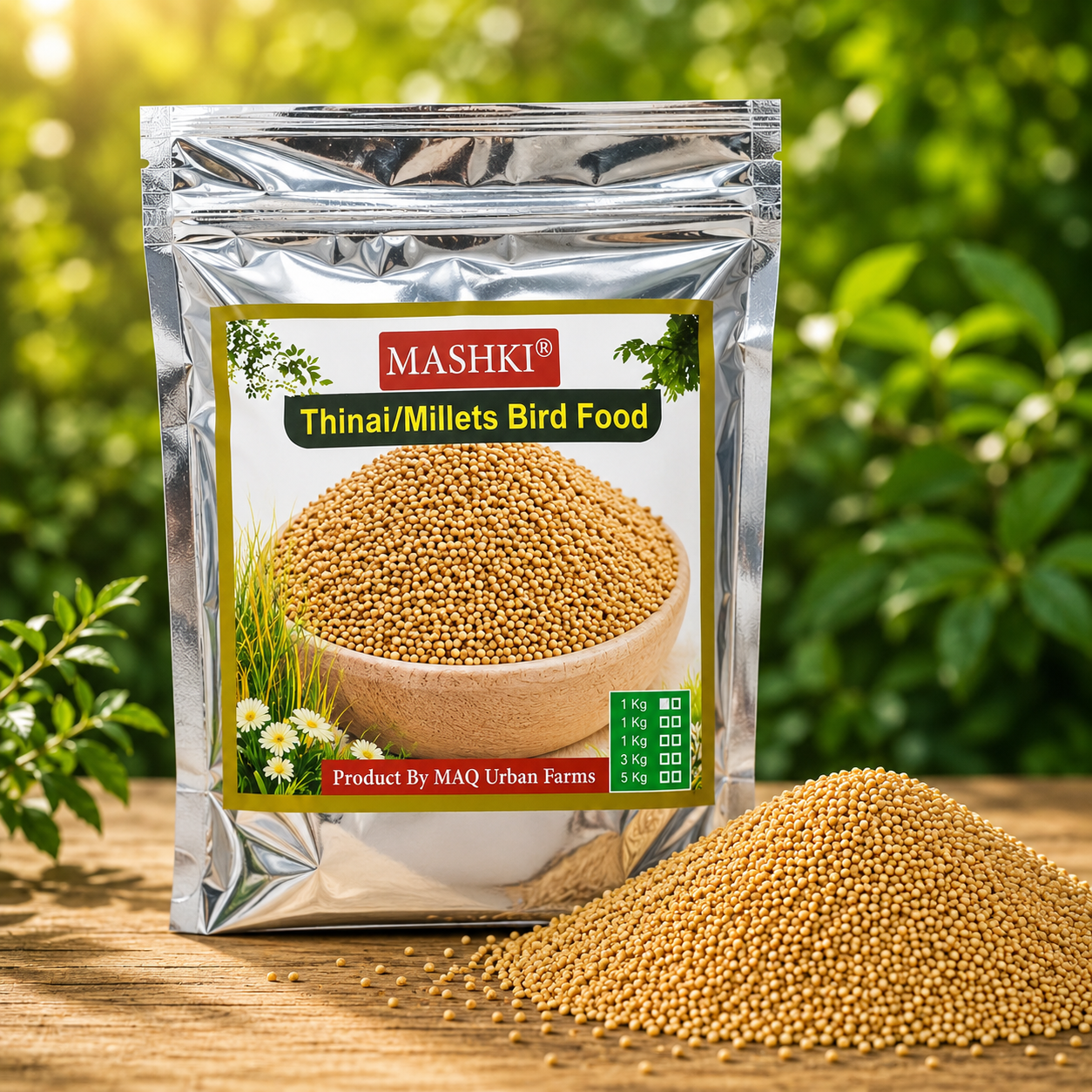 MASHKI Thinai (Millets) Bird Food | Premium Foxtail Millet Seeds for Pet Birds